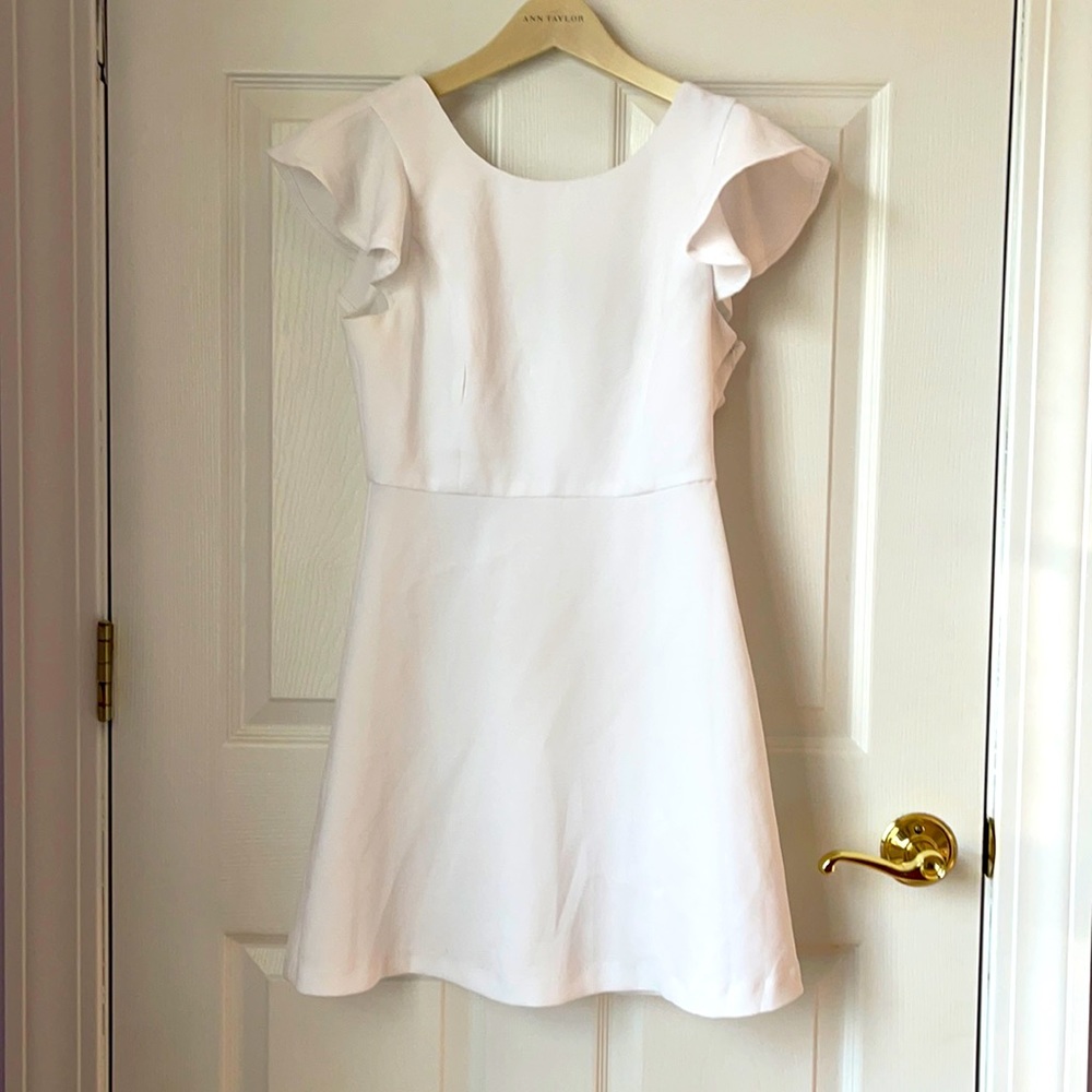 BCBGGeneration Optic White Ruffle mini dress
